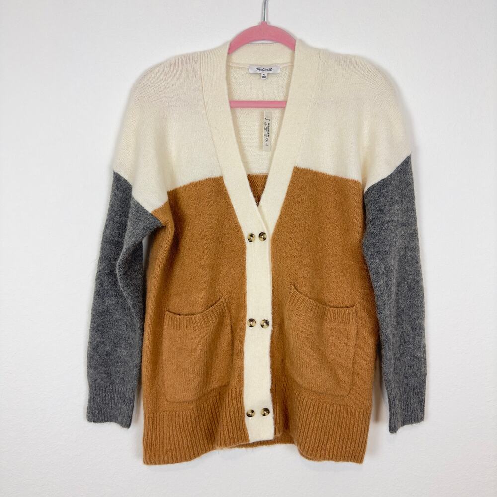 NWT Madewell Allston Double-Button‎ Cardigan Sweater in Colorblock Size XS - Picture 3 of 7